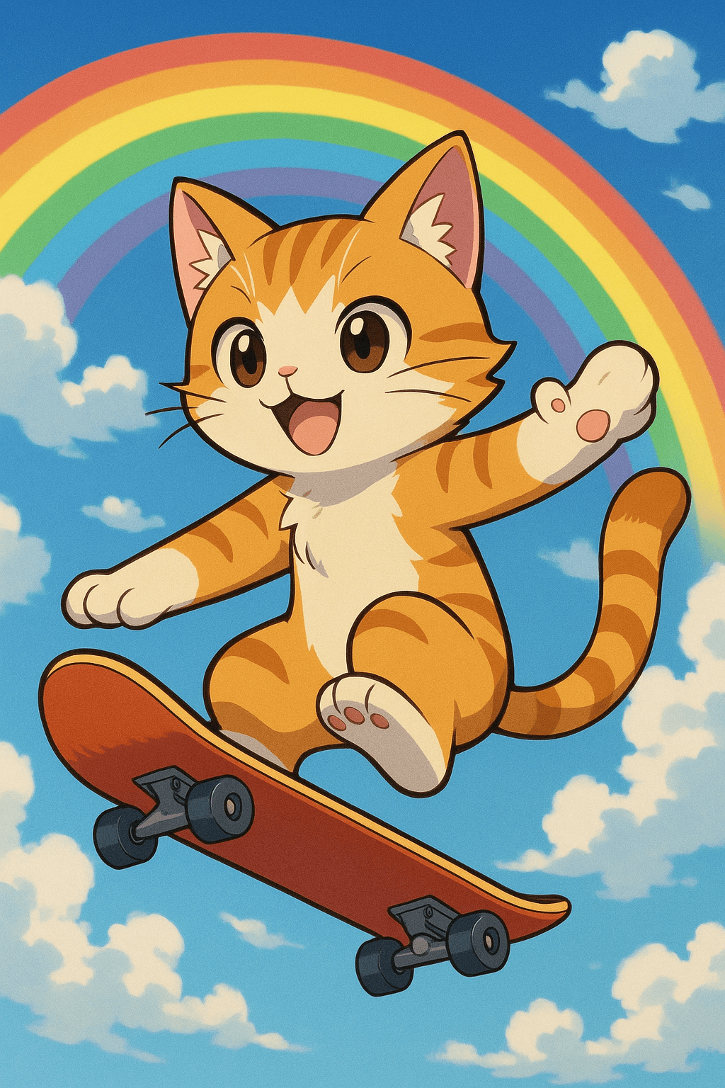 Cat skateboarding